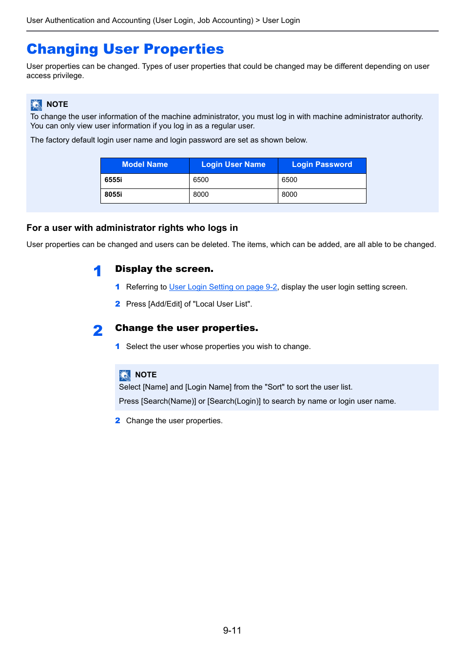 Changing user properties, Changing user properties -11 | TA Triumph-Adler 6555i User Manual | Page 405 / 540