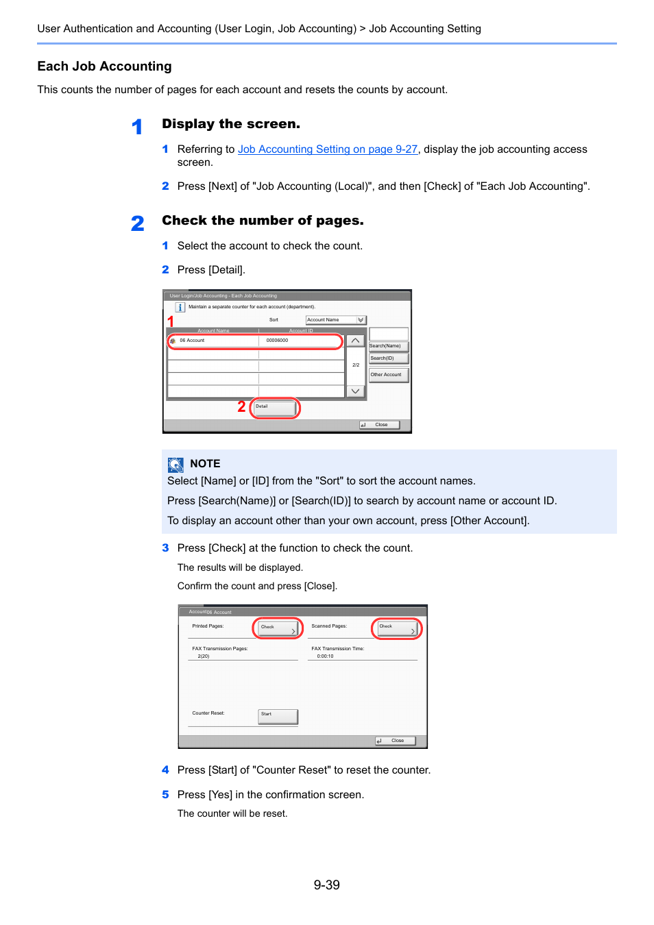Each job accounting, Display the screen, Check the number of pages | TA Triumph-Adler 6555i User Manual | Page 433 / 540