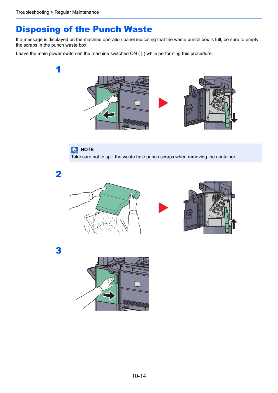 Disposing of the punch waste, Disposing of the punch waste -14 | TA Triumph-Adler 6555i User Manual | Page 450 / 540