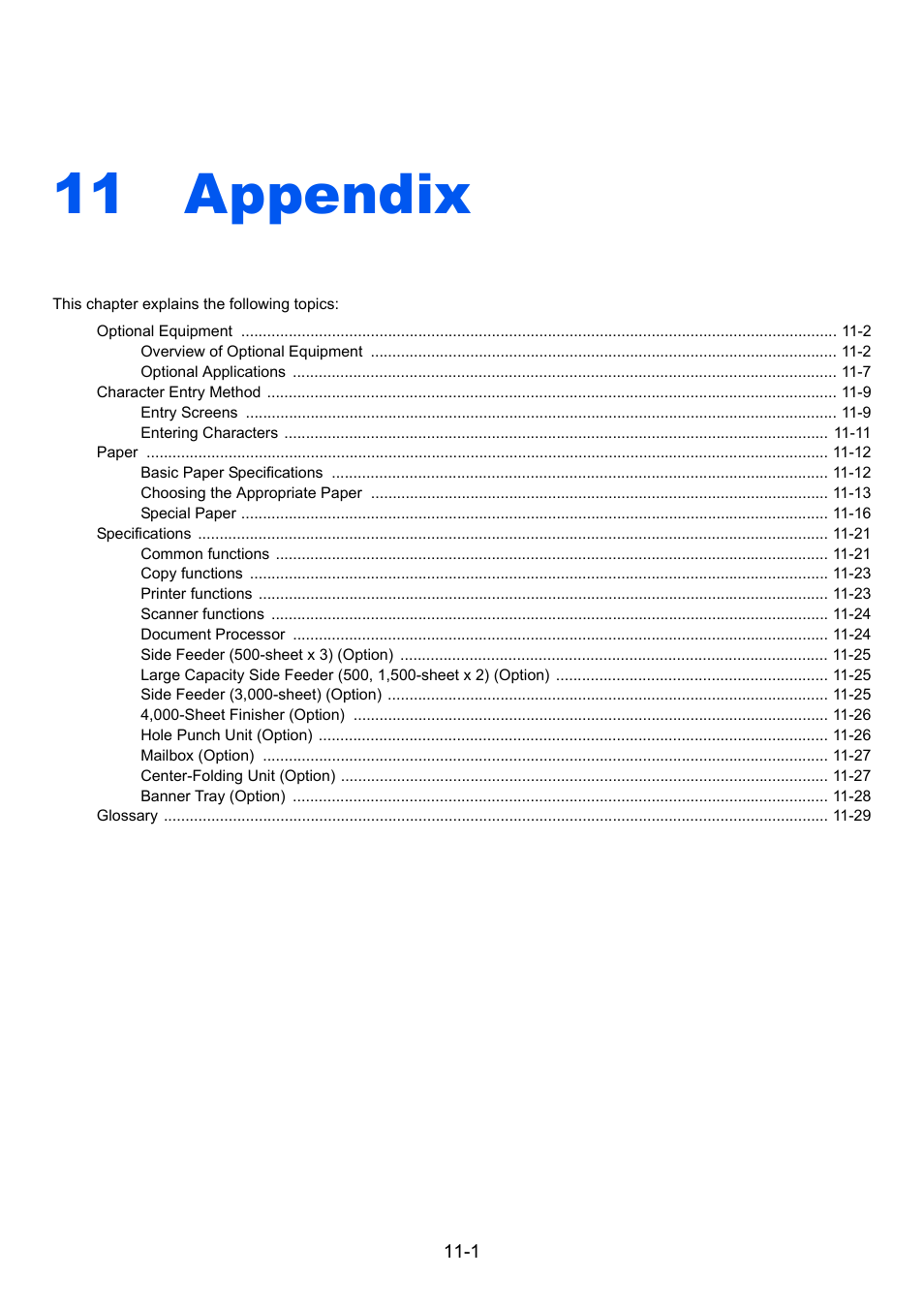 11 appendix, Appendix, Appendix -1 | TA Triumph-Adler 6555i User Manual | Page 499 / 540