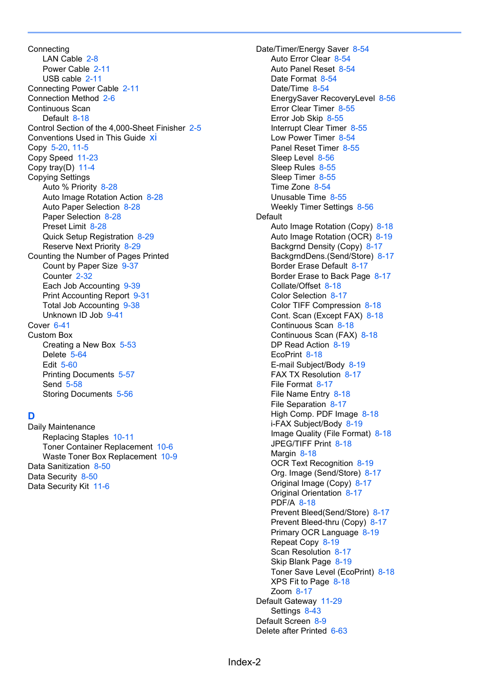Index-2 | TA Triumph-Adler 6555i User Manual | Page 532 / 540