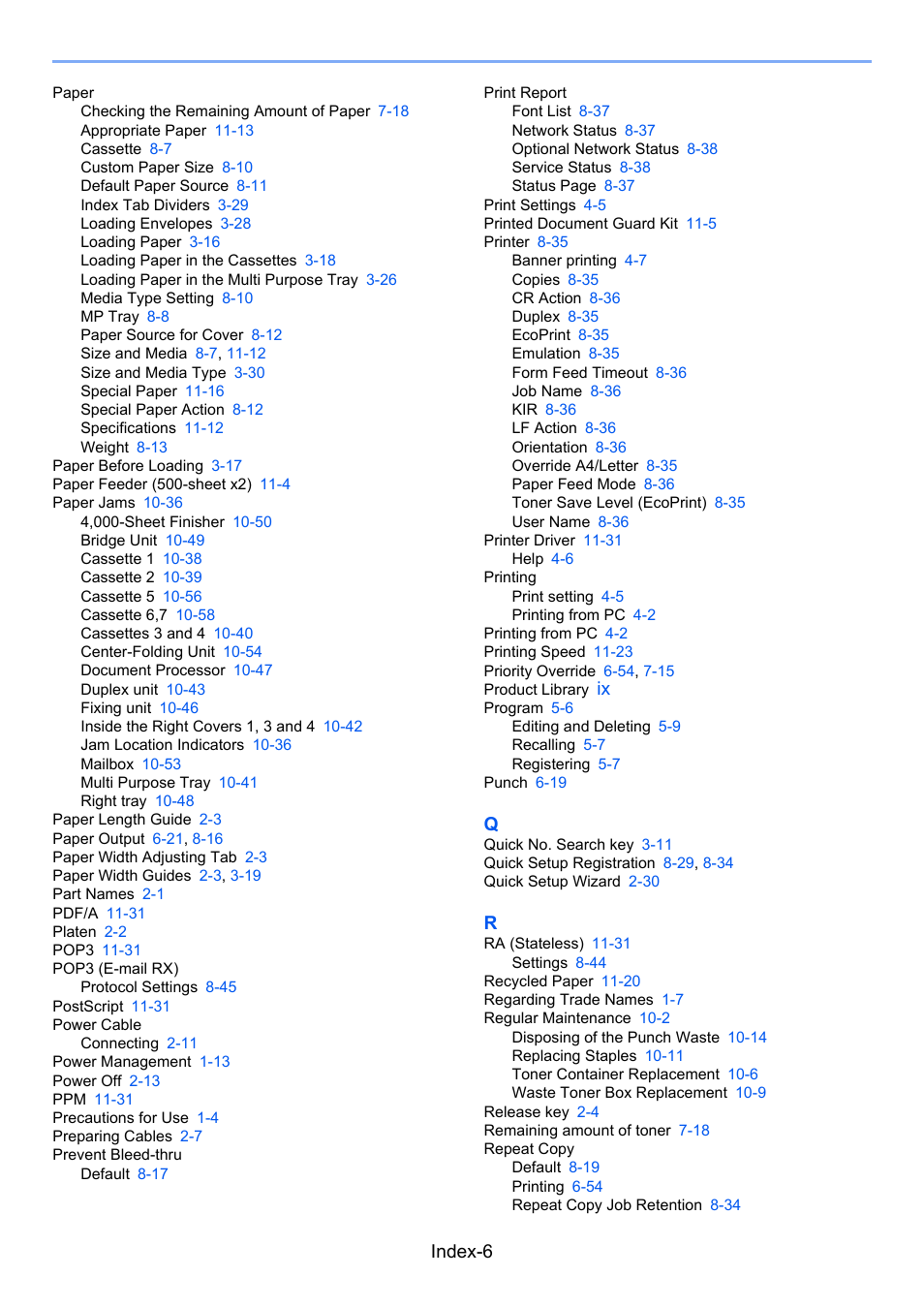 Index-6 | TA Triumph-Adler 6555i User Manual | Page 536 / 540