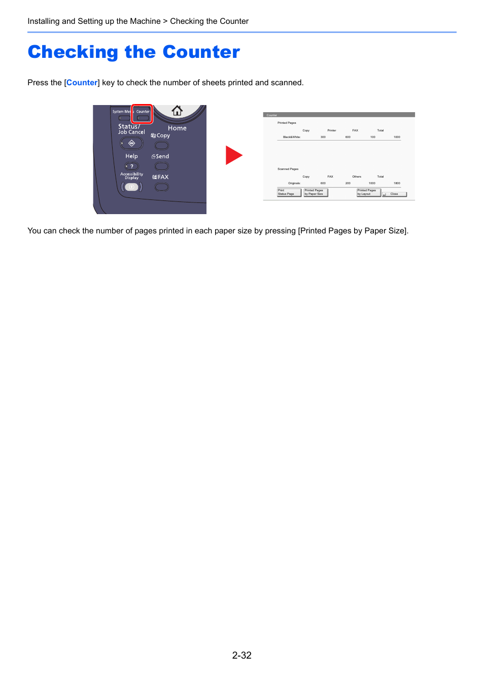 Checking the counter, Checking the counter -32 | TA Triumph-Adler 6555i User Manual | Page 88 / 540