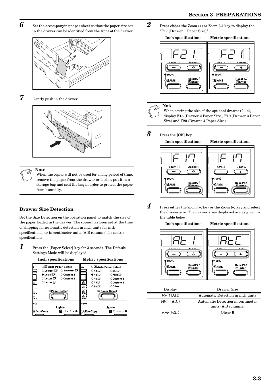 Refer to p.3-3, Ze. (refer to p.3-3 "drawer size detection" .) th | TA Triumph-Adler DC 2016 User Manual | Page 25 / 123