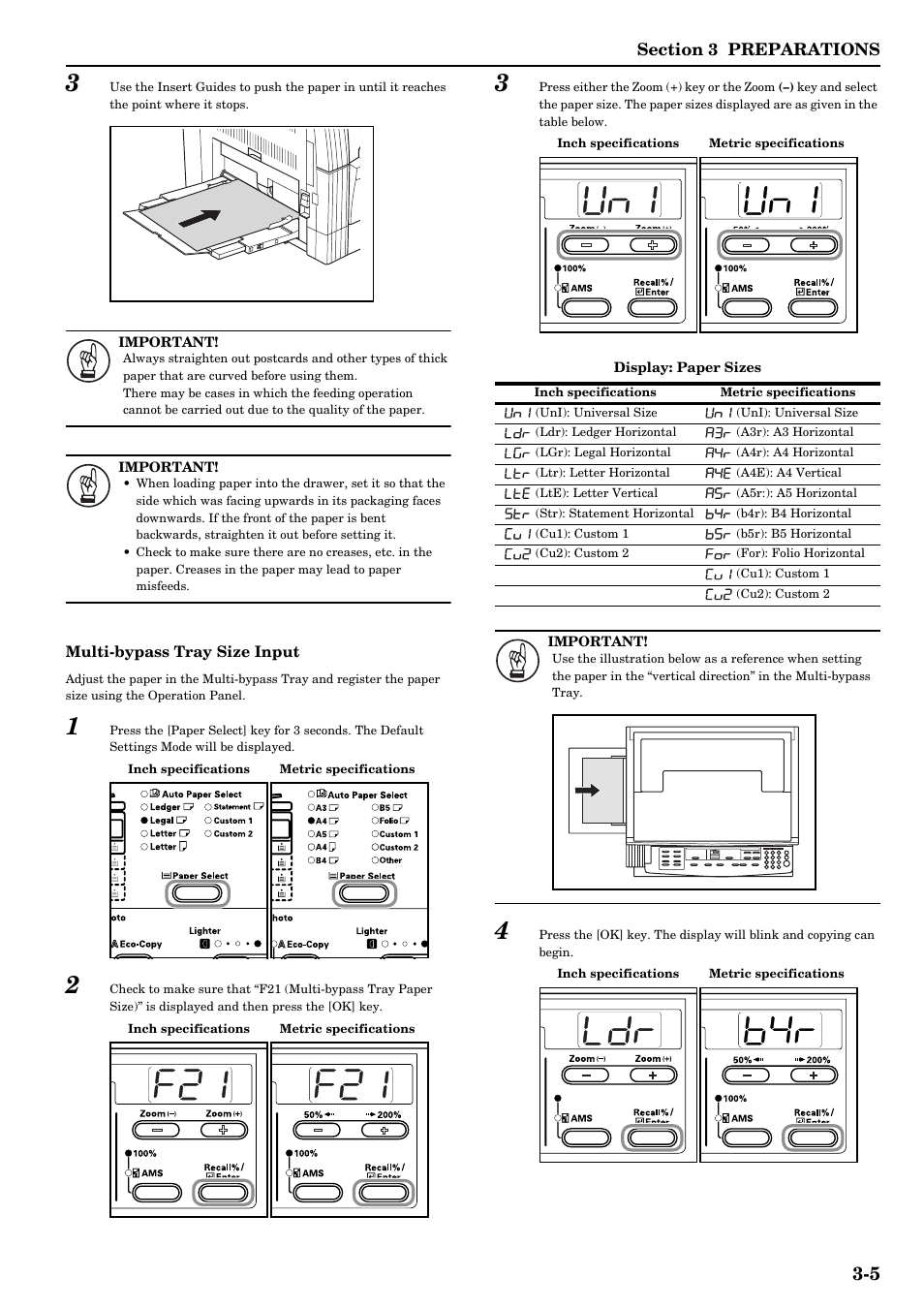 To p.3-5 "multi-bypass tray size input, P.3-5 "multi-bypass tray size input | TA Triumph-Adler DC 2016 User Manual | Page 27 / 123