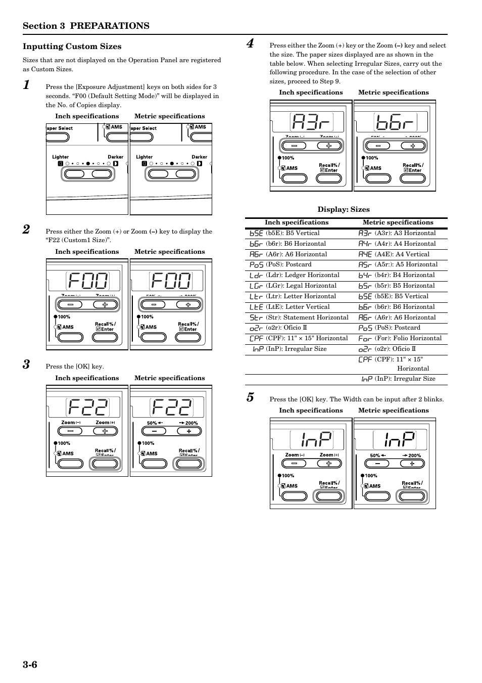 Refer to p.3-6.), D p.3-6 "inputting custom sizes, Efer to p.3-6 "inputting custom sizes | Ize. (refer to p.3-6 "inputting custom, Sizes, Refer to p.3-6 "inputting custom sizes | TA Triumph-Adler DC 2016 User Manual | Page 28 / 123