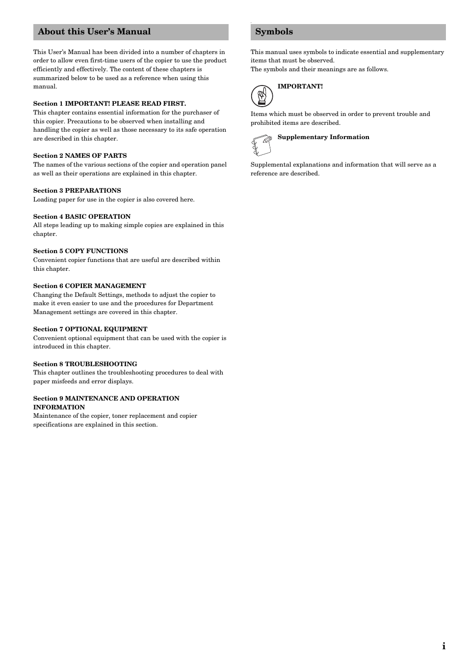 About this user’s manual symbols | TA Triumph-Adler DC 2016 User Manual | Page 3 / 123