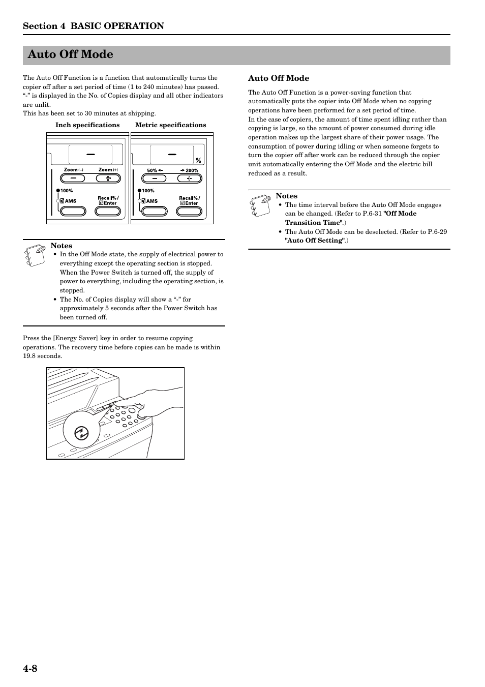 Auto off mode, Auto off mode -8, P.4-8 "auto off mode" an | TA Triumph-Adler DC 2016 User Manual | Page 38 / 123