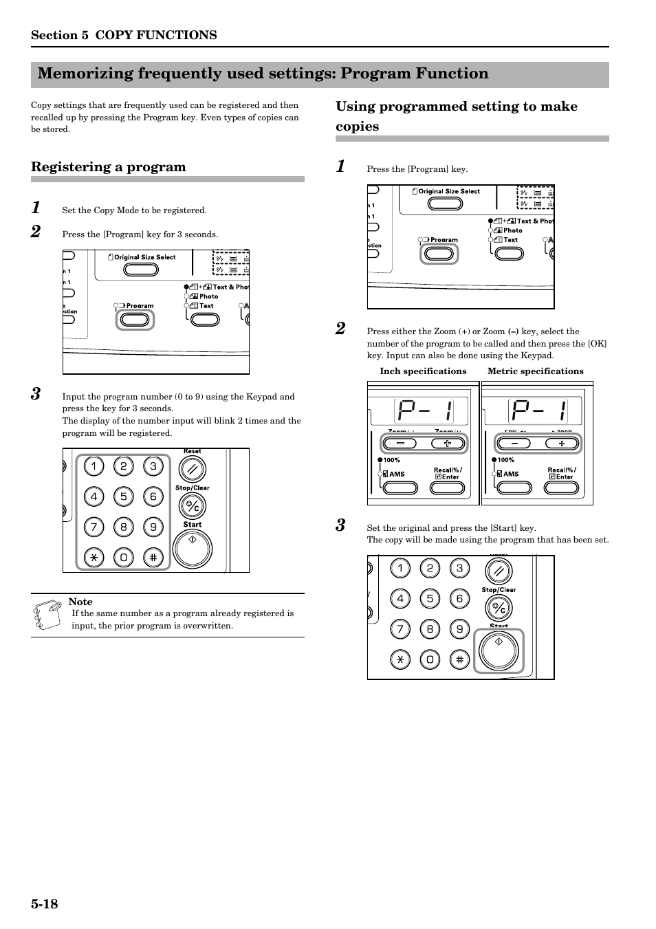 Registering a program, Using programmed setting to make copies, Refer to p.5-18 | Refer to p.5-18.) | TA Triumph-Adler DC 2016 User Manual | Page 56 / 123