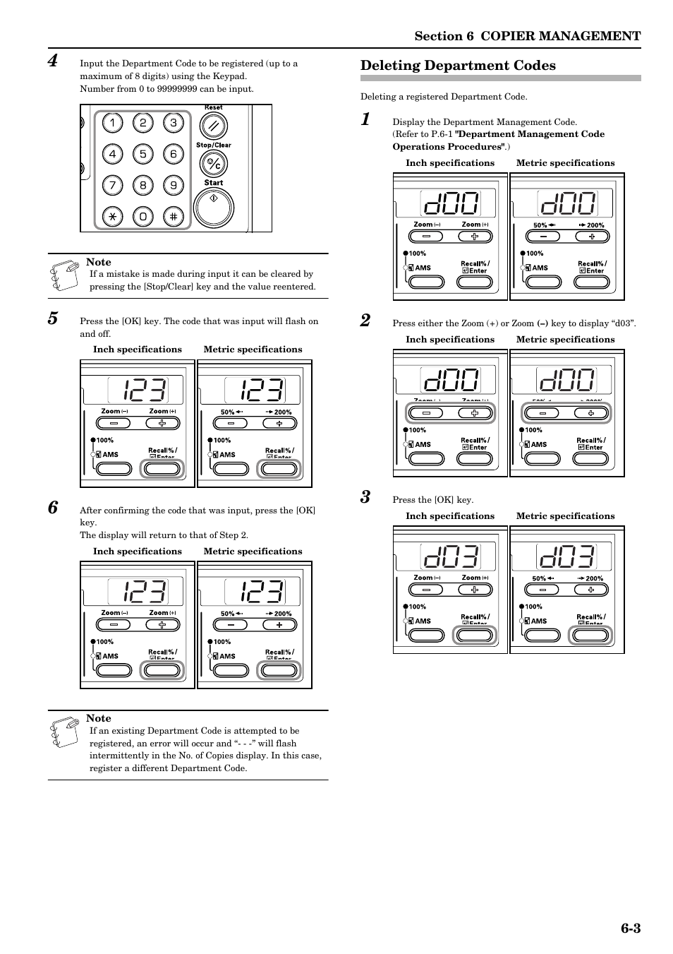 Deleting department codes, Deleting department codes -3 | TA Triumph-Adler DC 2016 User Manual | Page 59 / 123
