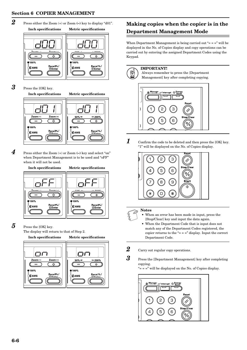 Making copies when the copier is in the department, Management mode -6, Refer to p.6-6.) | TA Triumph-Adler DC 2016 User Manual | Page 62 / 123