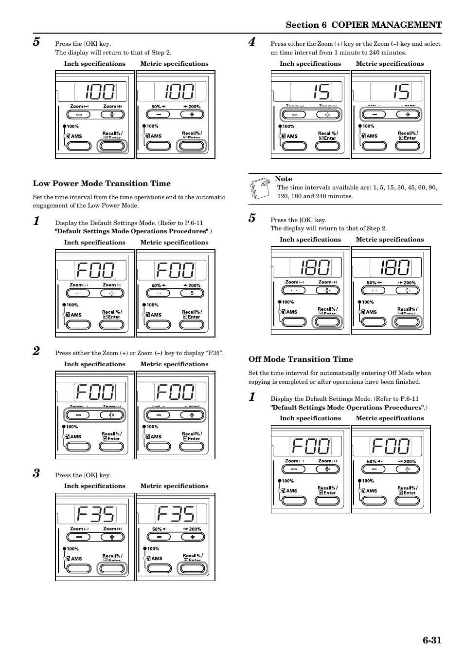 And p.6-31 "low power mode transition time" fo, D p.6-31 "off mode transition time | TA Triumph-Adler DC 2016 User Manual | Page 87 / 123