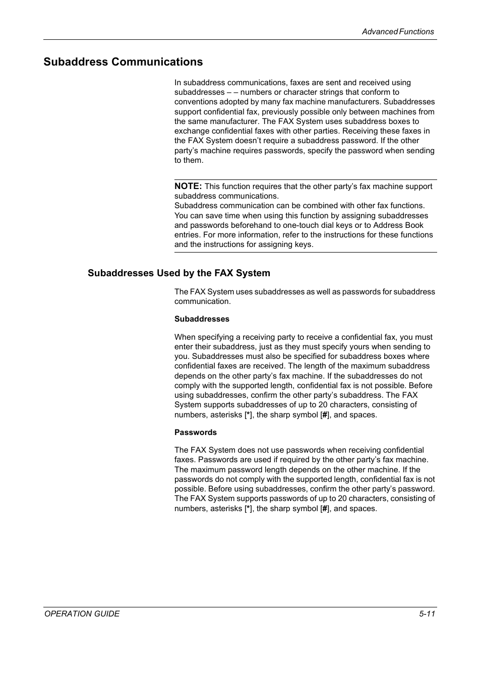 Subaddress communications, Subaddresses used by the fax system, Subaddress communications -11 | TA Triumph-Adler DC 2018 User Manual | Page 103 / 234