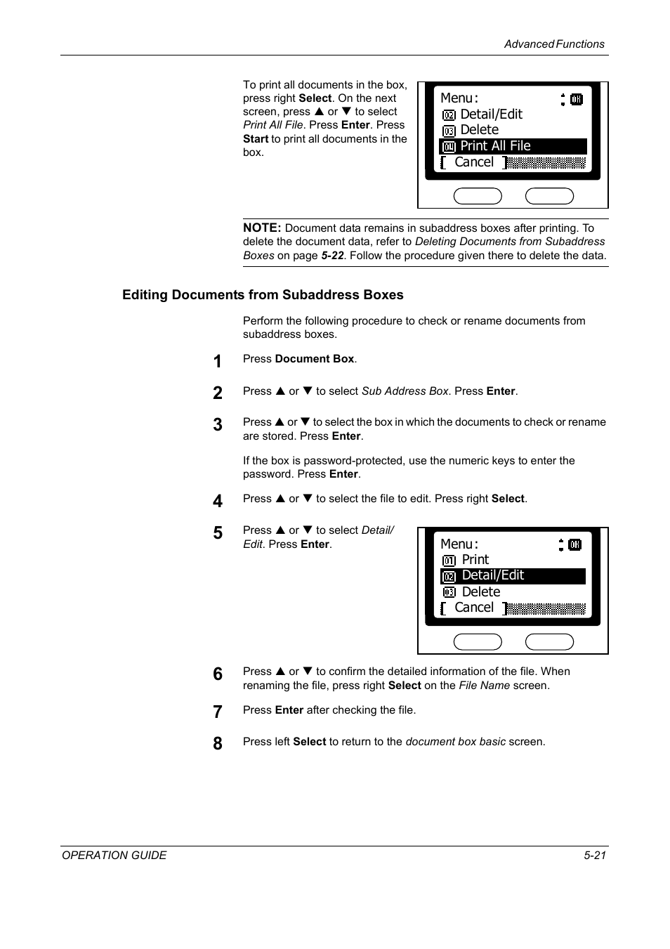 Editing documents from subaddress boxes | TA Triumph-Adler DC 2018 User Manual | Page 113 / 234