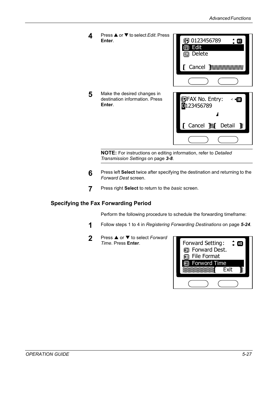 Specifying the fax forwarding period | TA Triumph-Adler DC 2018 User Manual | Page 119 / 234