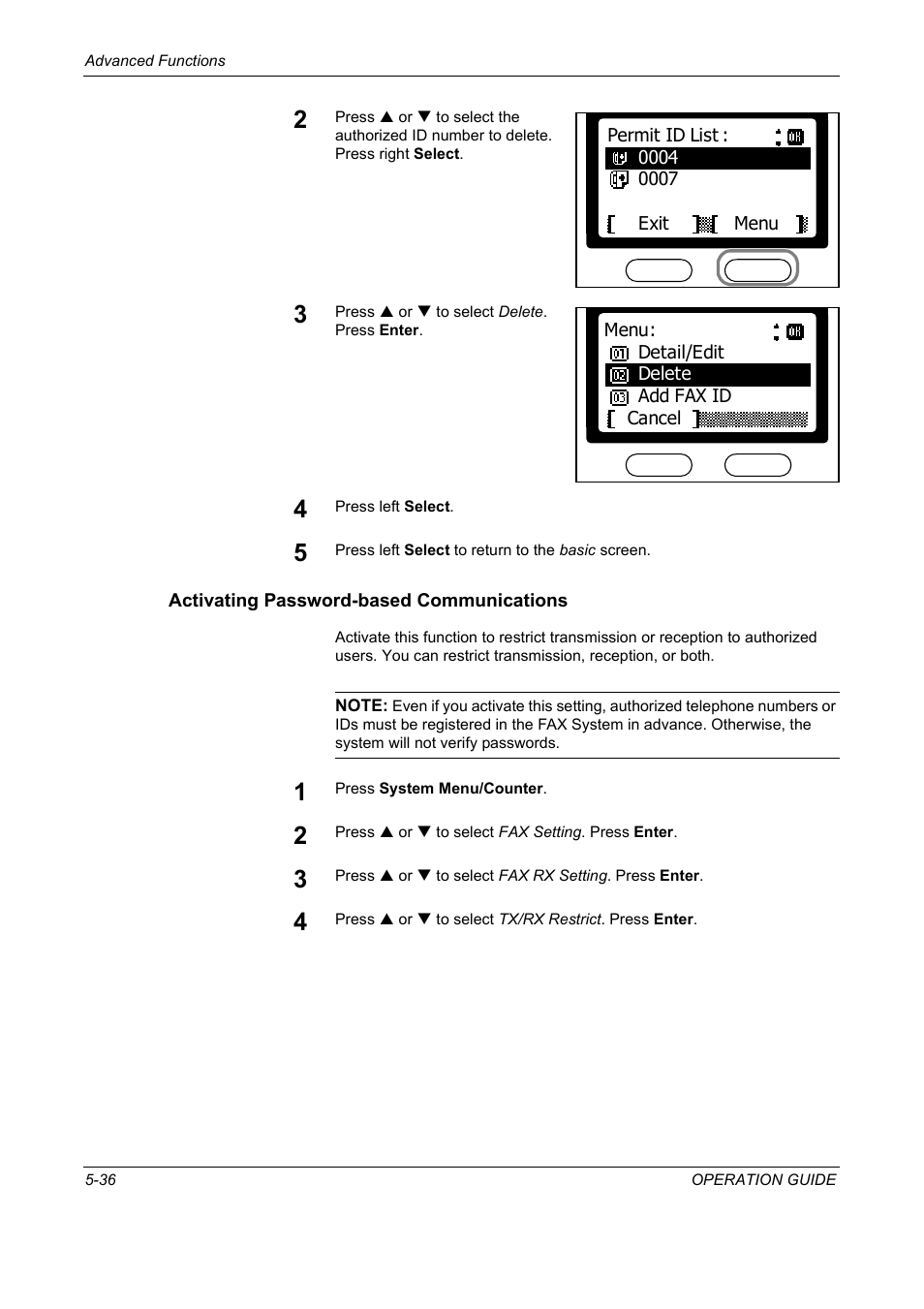 Activating password-based communications | TA Triumph-Adler DC 2018 User Manual | Page 128 / 234