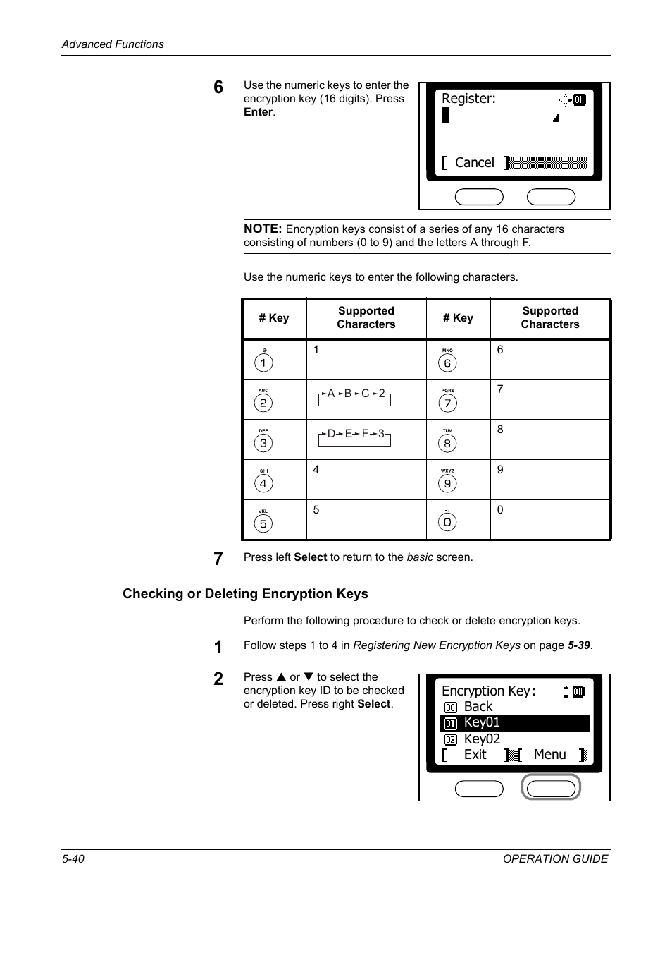 Checking or deleting encryption keys | TA Triumph-Adler DC 2018 User Manual | Page 132 / 234