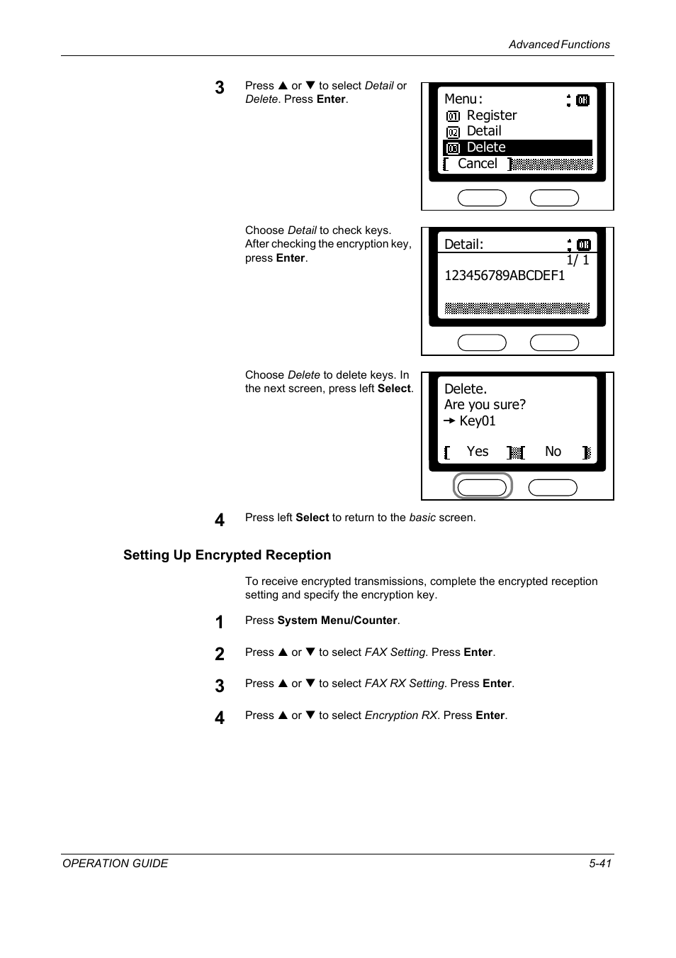 Setting up encrypted reception | TA Triumph-Adler DC 2018 User Manual | Page 133 / 234