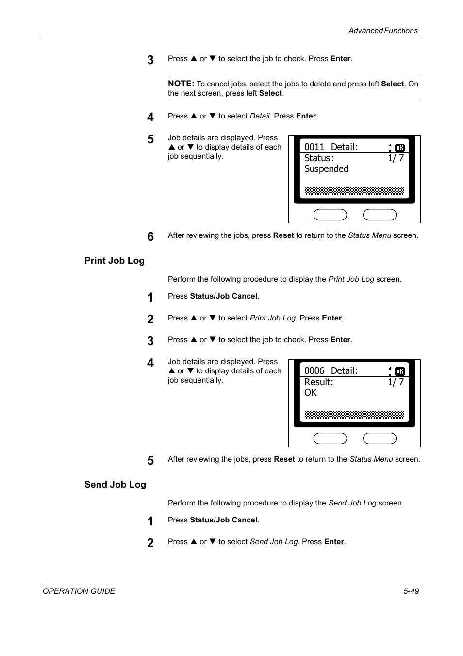 Print job log, Send job log | TA Triumph-Adler DC 2018 User Manual | Page 141 / 234