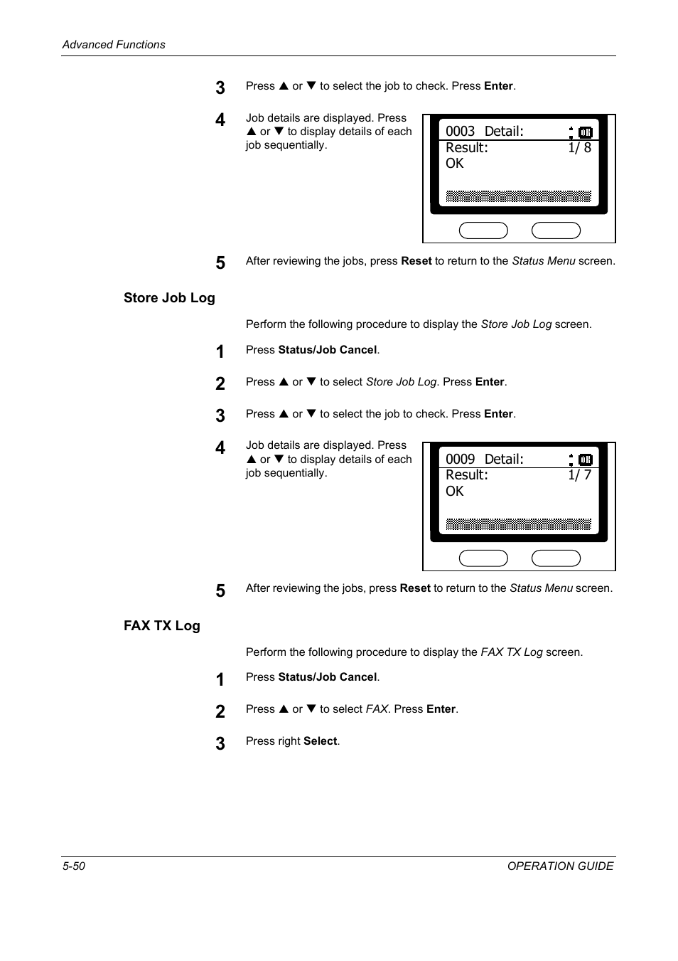 Store job log, Fax tx log | TA Triumph-Adler DC 2018 User Manual | Page 142 / 234