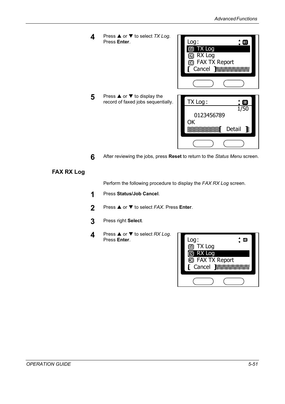 Fax rx log | TA Triumph-Adler DC 2018 User Manual | Page 143 / 234