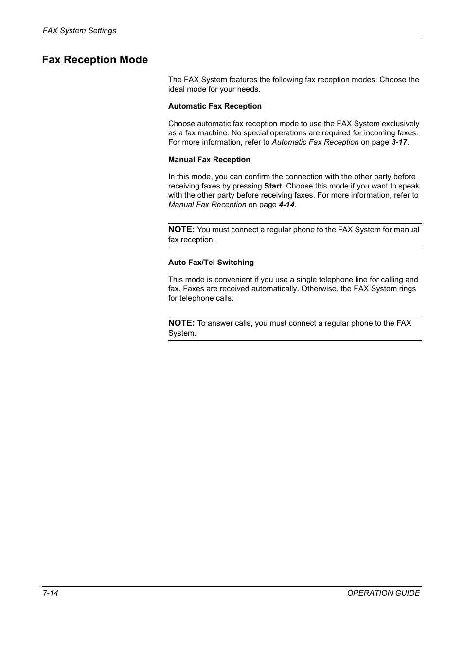 Fax reception mode, Fax reception mode -14 | TA Triumph-Adler DC 2018 User Manual | Page 168 / 234