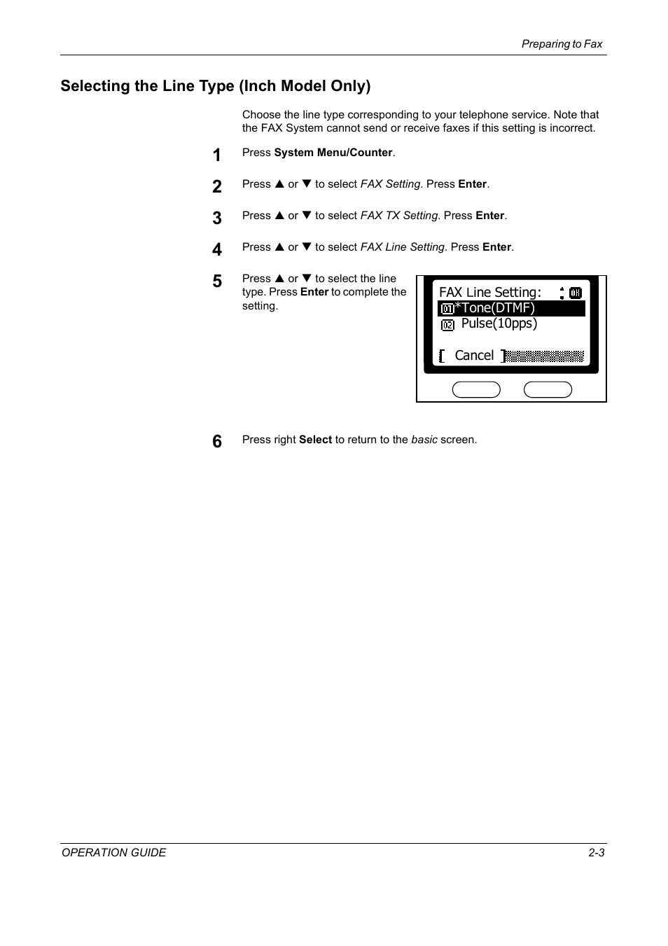 Selecting the line type (inch model only), Selecting the line type (inch model only) -3 | TA Triumph-Adler DC 2018 User Manual | Page 23 / 234