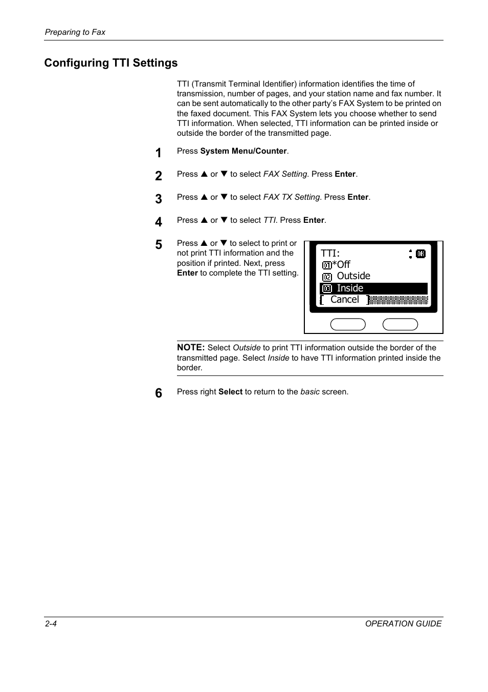 Configuring tti settings, Configuring tti settings -4 | TA Triumph-Adler DC 2018 User Manual | Page 24 / 234