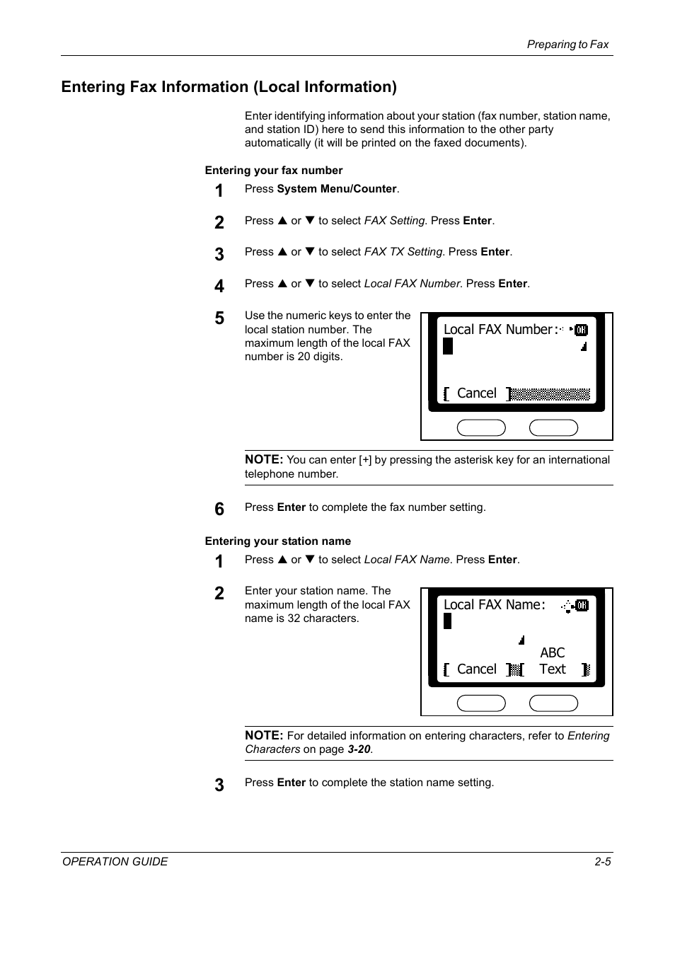 Entering fax information (local information), Entering fax information (local information) -5 | TA Triumph-Adler DC 2018 User Manual | Page 25 / 234