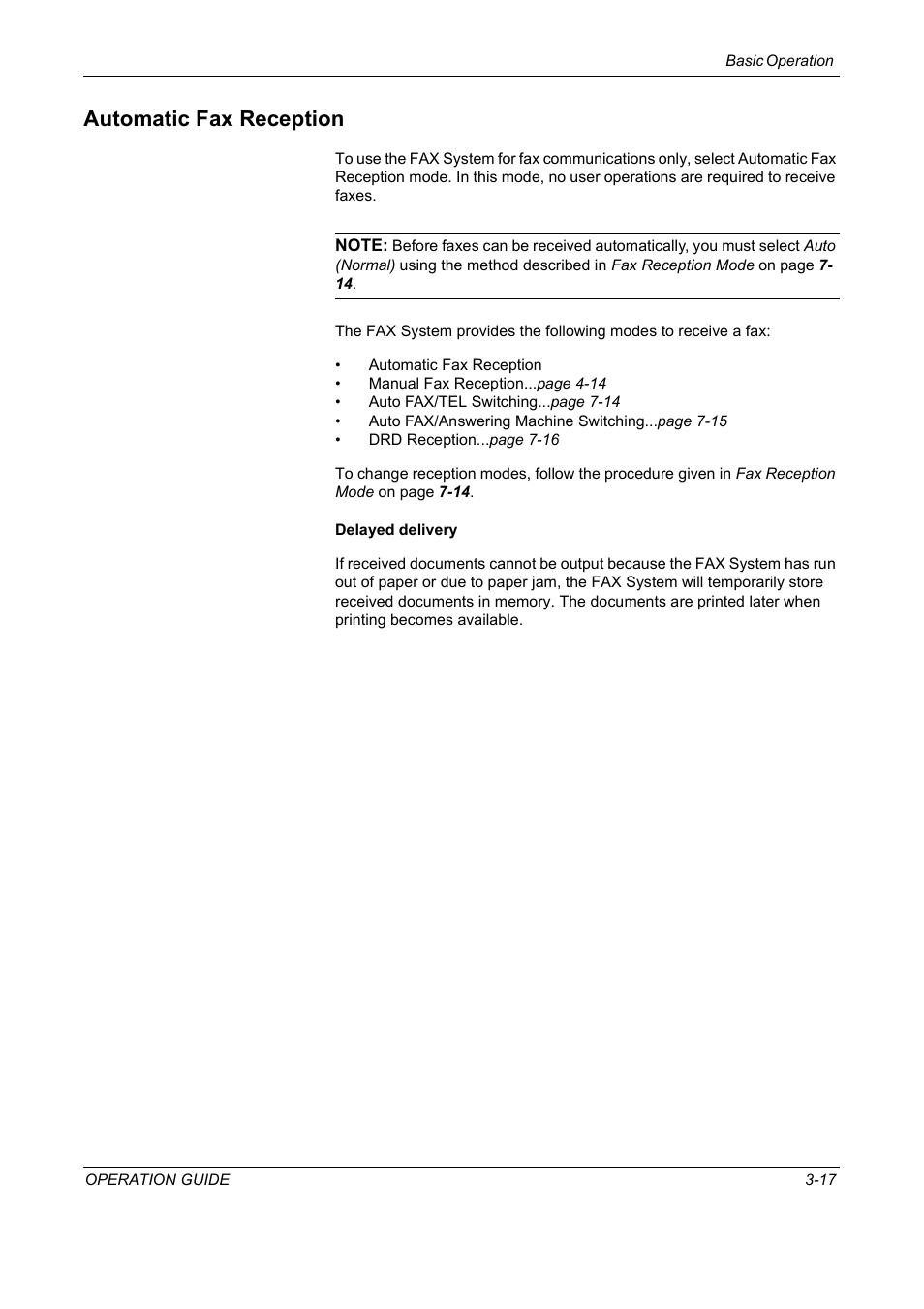 Automatic fax reception, Automatic fax reception -17 | TA Triumph-Adler DC 2018 User Manual | Page 45 / 234