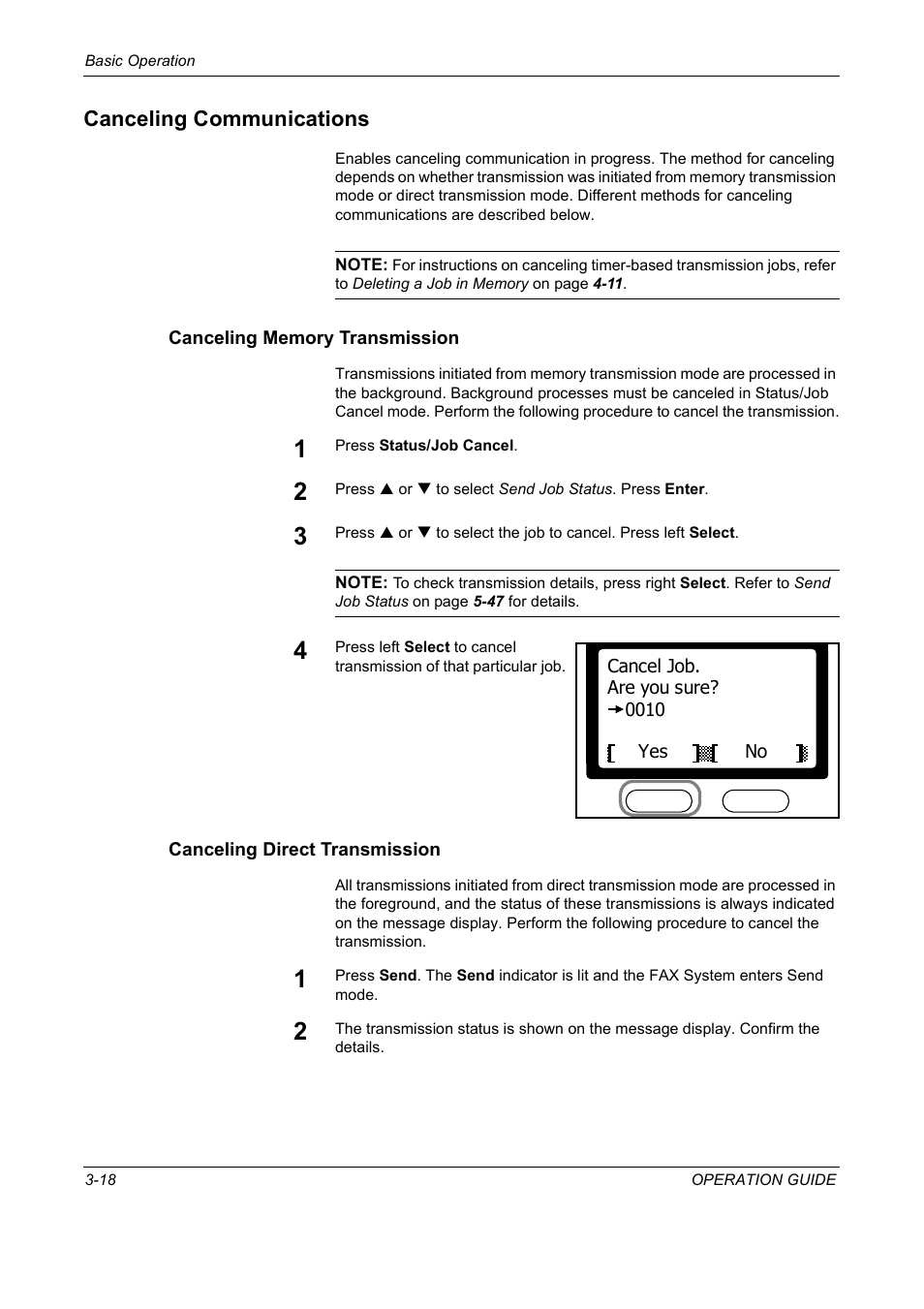 Canceling communications, Canceling memory transmission, Canceling direct transmission | Canceling communications -18 | TA Triumph-Adler DC 2018 User Manual | Page 46 / 234