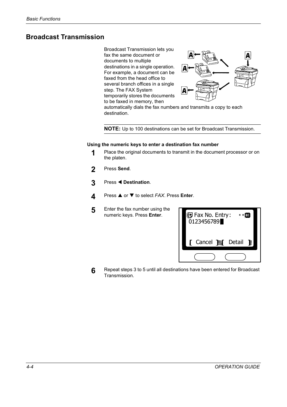Broadcast transmission, Broadcast transmission -4 | TA Triumph-Adler DC 2018 User Manual | Page 72 / 234