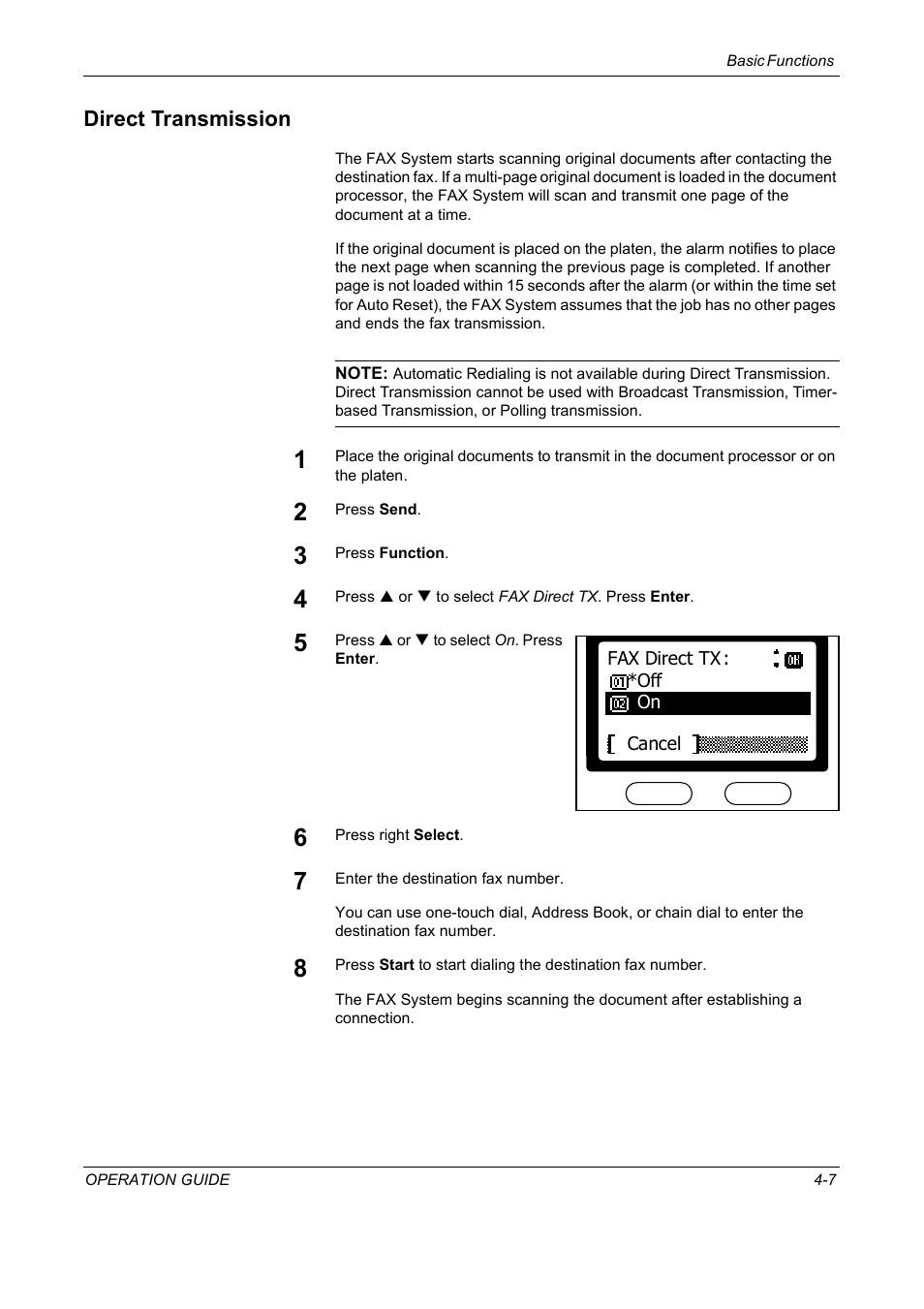 Direct transmission, Direct transmission -7 | TA Triumph-Adler DC 2018 User Manual | Page 75 / 234