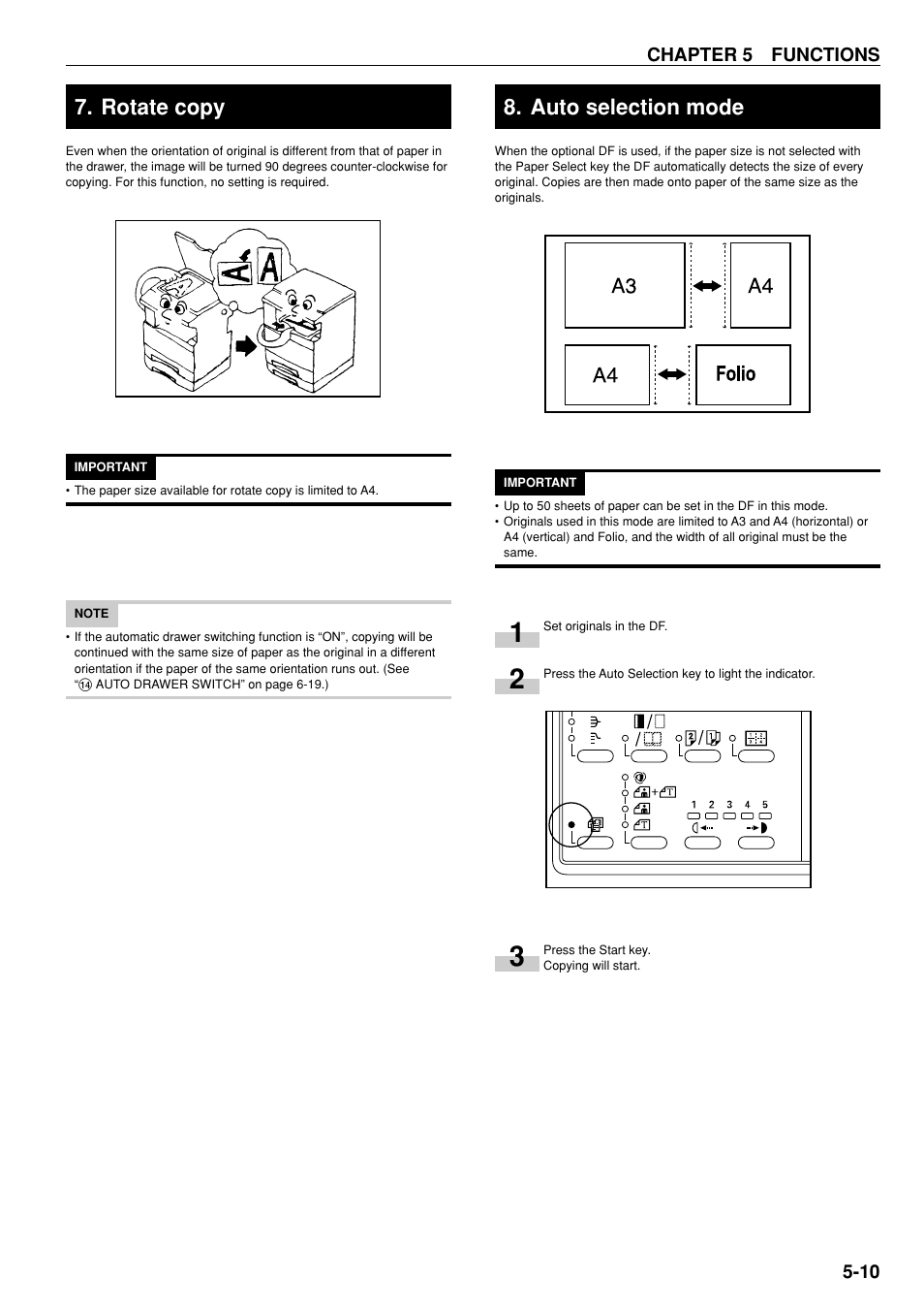 Rotate copy 8. auto selection mode | TA Triumph-Adler DC 2020 User Manual | Page 36 / 73