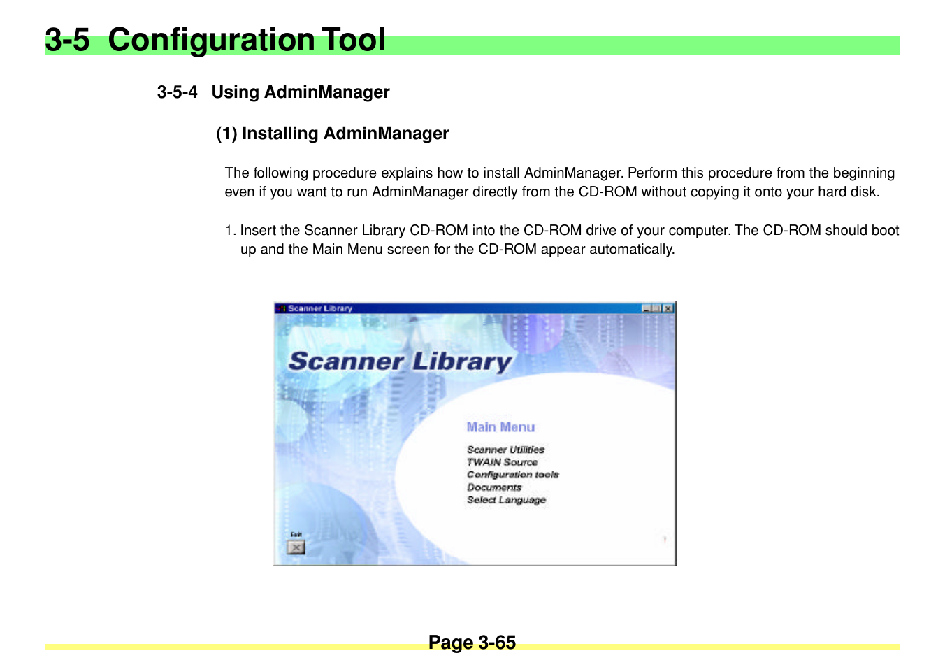 5-4 using adminmanager, 1) installing adminmanager, 5-4 using adminmanager -65 | 1) installing adminmanager -65, 5 configuration tool | TA Triumph-Adler DC 2020 User Manual | Page 108 / 113
