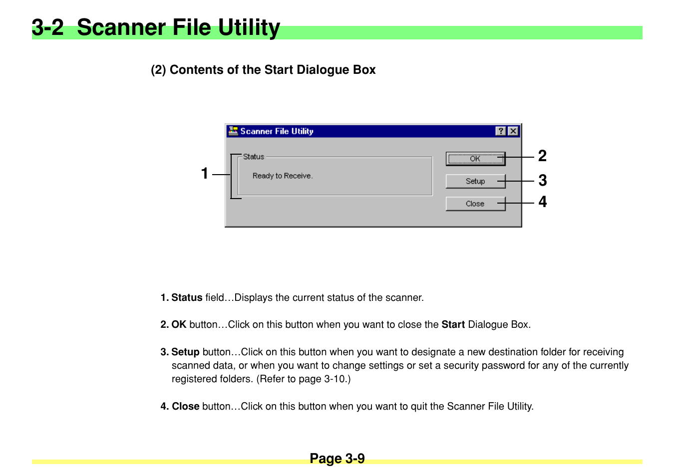 2) contents of the start dialogue box, 2) contents of the start dialogue box -9, 2 scanner file utility | TA Triumph-Adler DC 2020 User Manual | Page 52 / 113