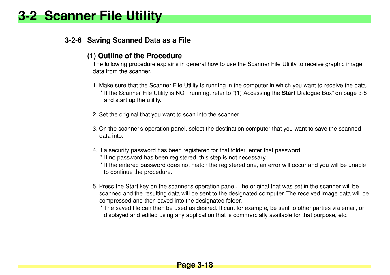 2-6 saving scanned data as a file, 1) outline of the procedure, 2-6 saving scanned data as a file -18 | 1) outline of the procedure -18, 2 scanner file utility, Page 3-18 | TA Triumph-Adler DC 2020 User Manual | Page 61 / 113
