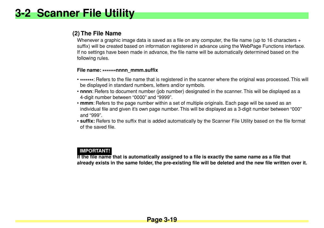 2) the file name, 2) the file name -19, 2 scanner file utility | Page 3-19 | TA Triumph-Adler DC 2020 User Manual | Page 62 / 113