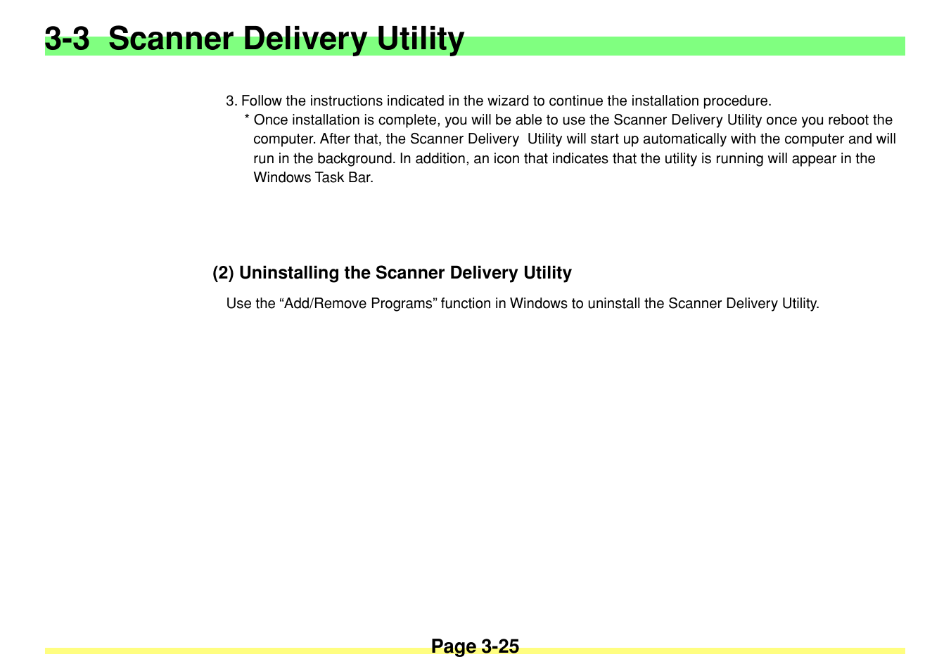 2) uninstalling the scanner delivery utility, 2) uninstalling the scanner delivery utility -25, 3 scanner delivery utility | TA Triumph-Adler DC 2020 User Manual | Page 68 / 113