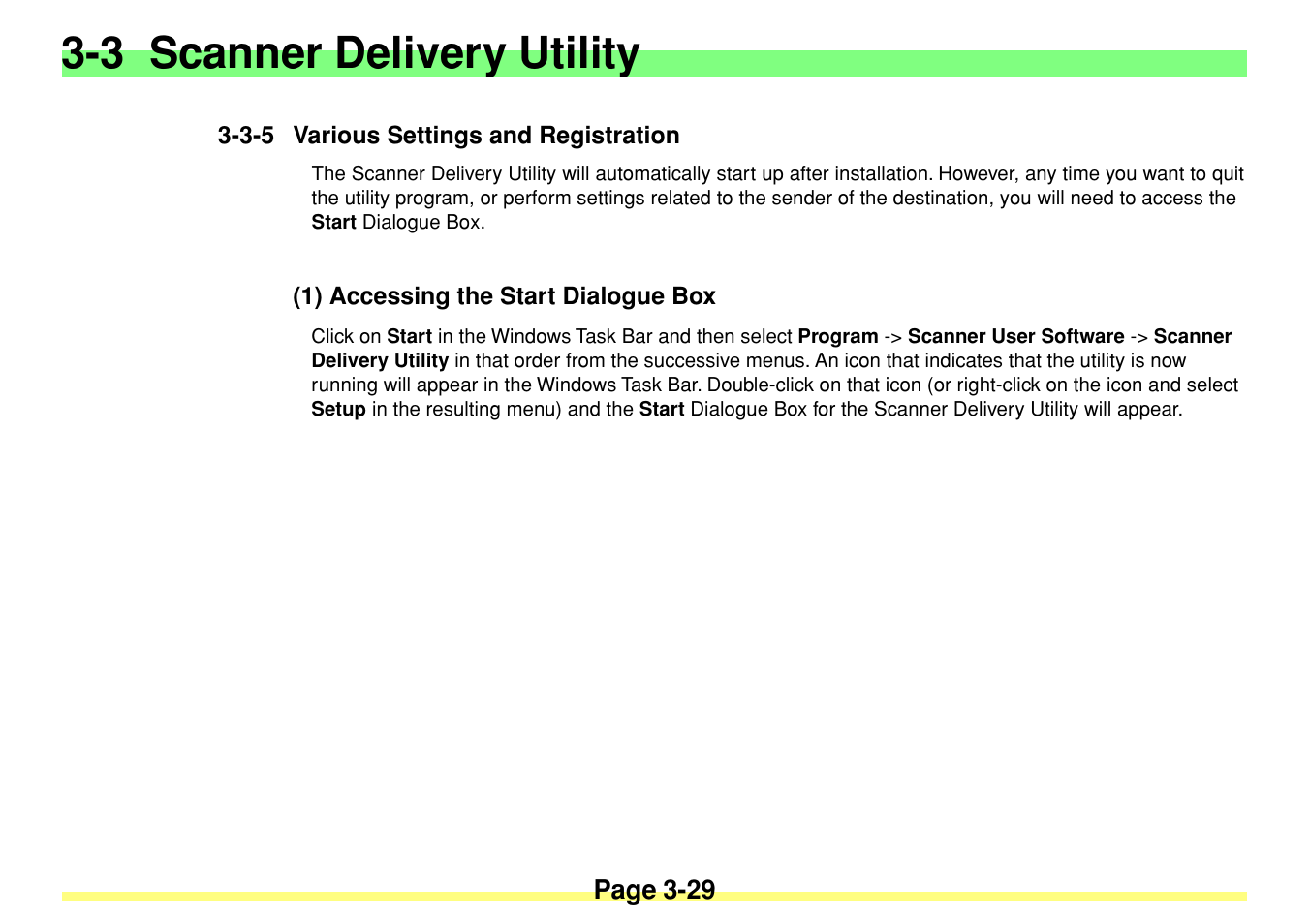 3-5 various settings and registration, 1) accessing the start dialogue box, 3-5 various settings and registration -29 | 1) accessing the start dialogue box -29, 3 scanner delivery utility | TA Triumph-Adler DC 2020 User Manual | Page 72 / 113