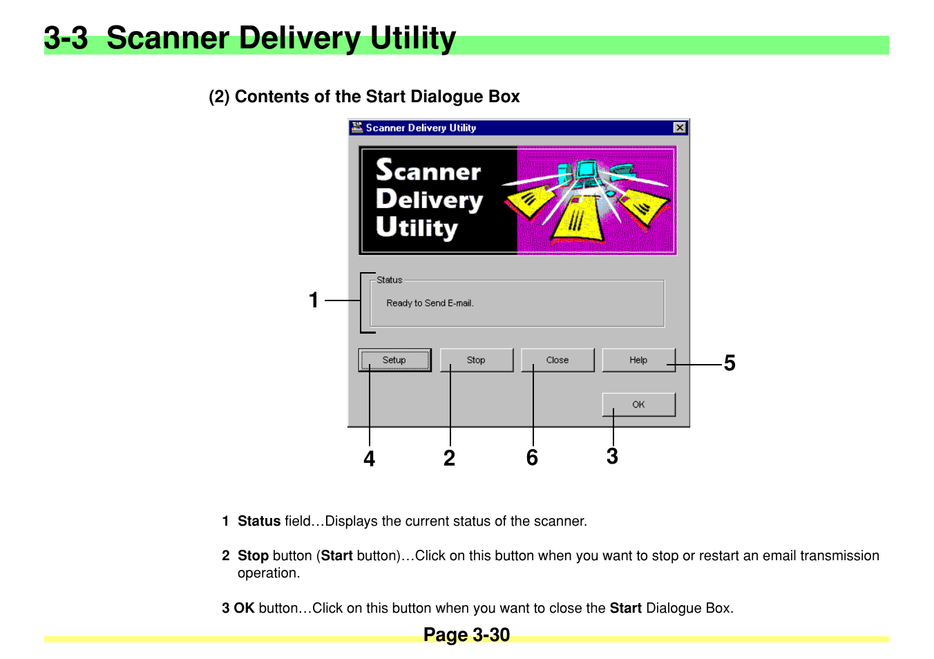 2) contents of the start dialogue box, 2) contents of the start dialogue box -30, 3 scanner delivery utility | TA Triumph-Adler DC 2020 User Manual | Page 73 / 113