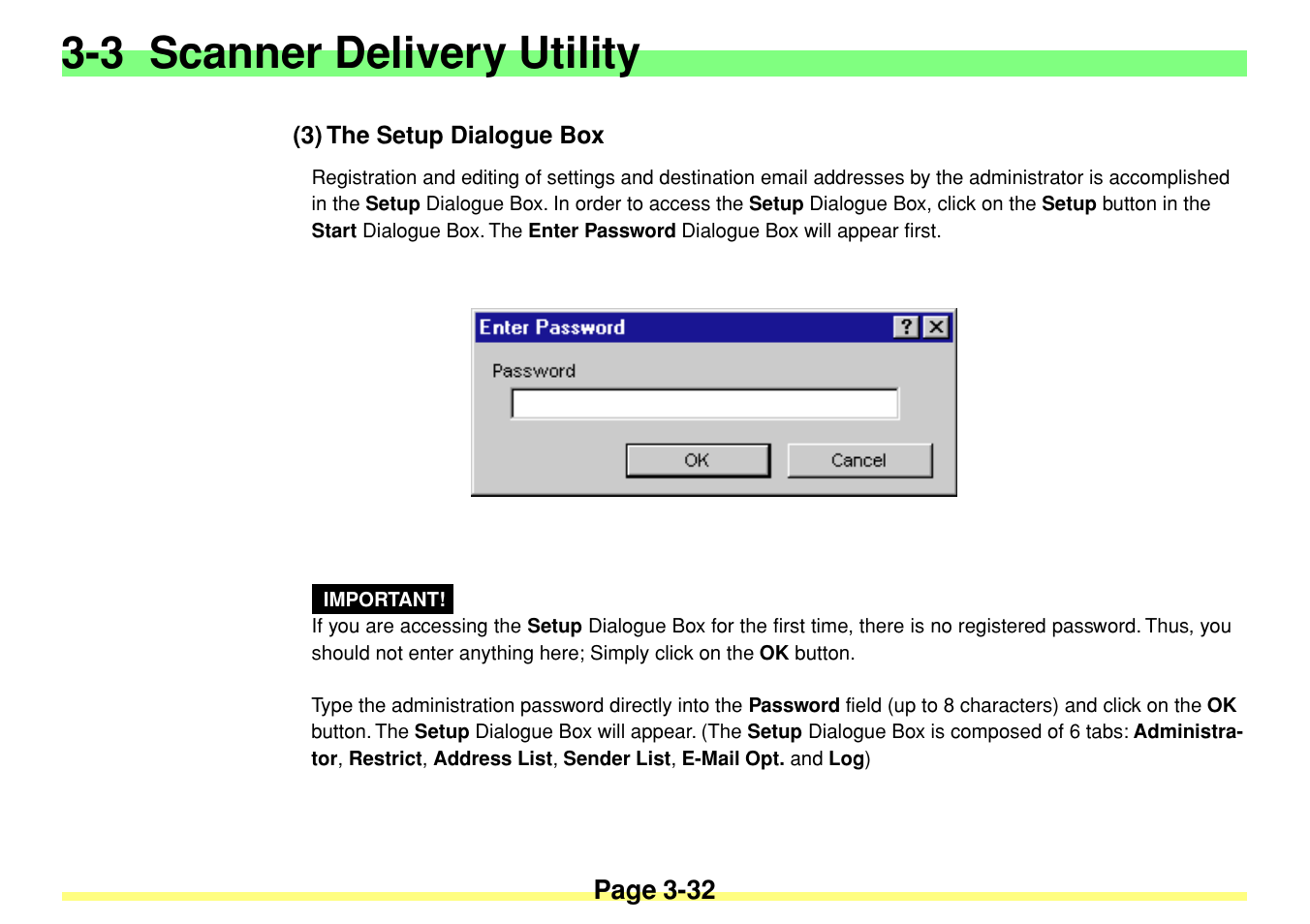 3) the setup dialogue box, 3) the setup dialogue box -32, 3 scanner delivery utility | TA Triumph-Adler DC 2020 User Manual | Page 75 / 113