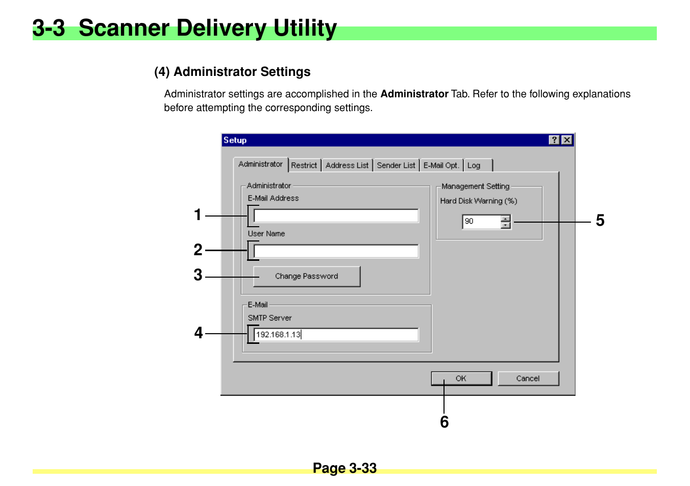 4) administrator settings, 4) administrator settings -33, 3 scanner delivery utility | TA Triumph-Adler DC 2020 User Manual | Page 76 / 113