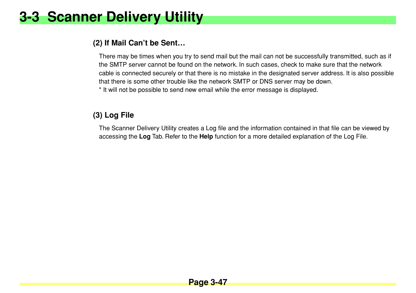 2) if mail can’t be sent, 3) log file, 2) if mail can’t be sent… -47 | 3) log file -47, 3 scanner delivery utility | TA Triumph-Adler DC 2020 User Manual | Page 90 / 113