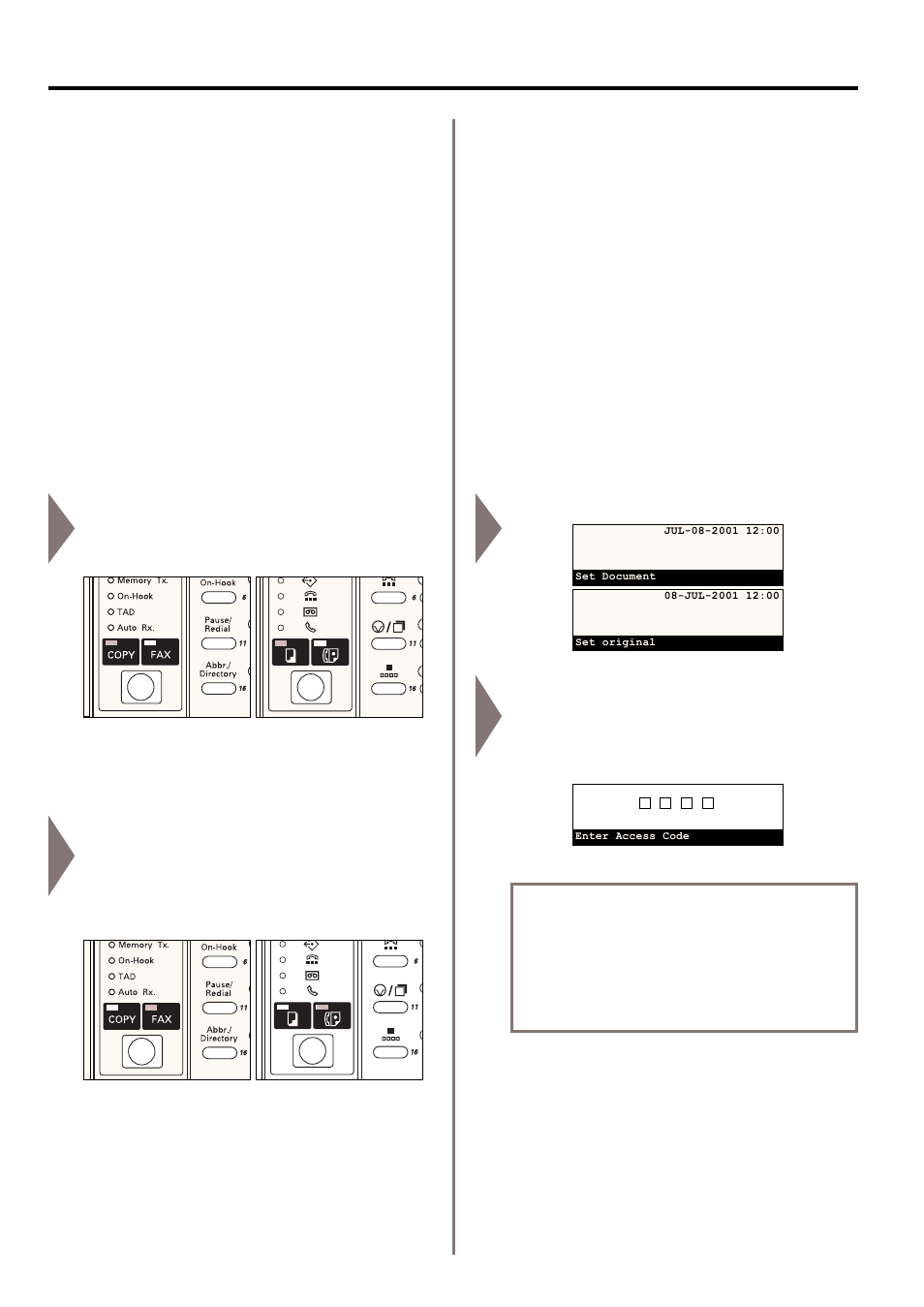 Features and functions of this fax, 2) initial mode, Message display in the initial mode | TA Triumph-Adler DC 2020 User Manual | Page 22 / 177