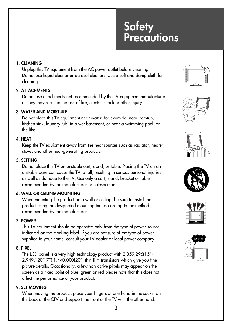 Safety precautions | Daewoo DSL-15D3 User Manual | Page 3 / 29