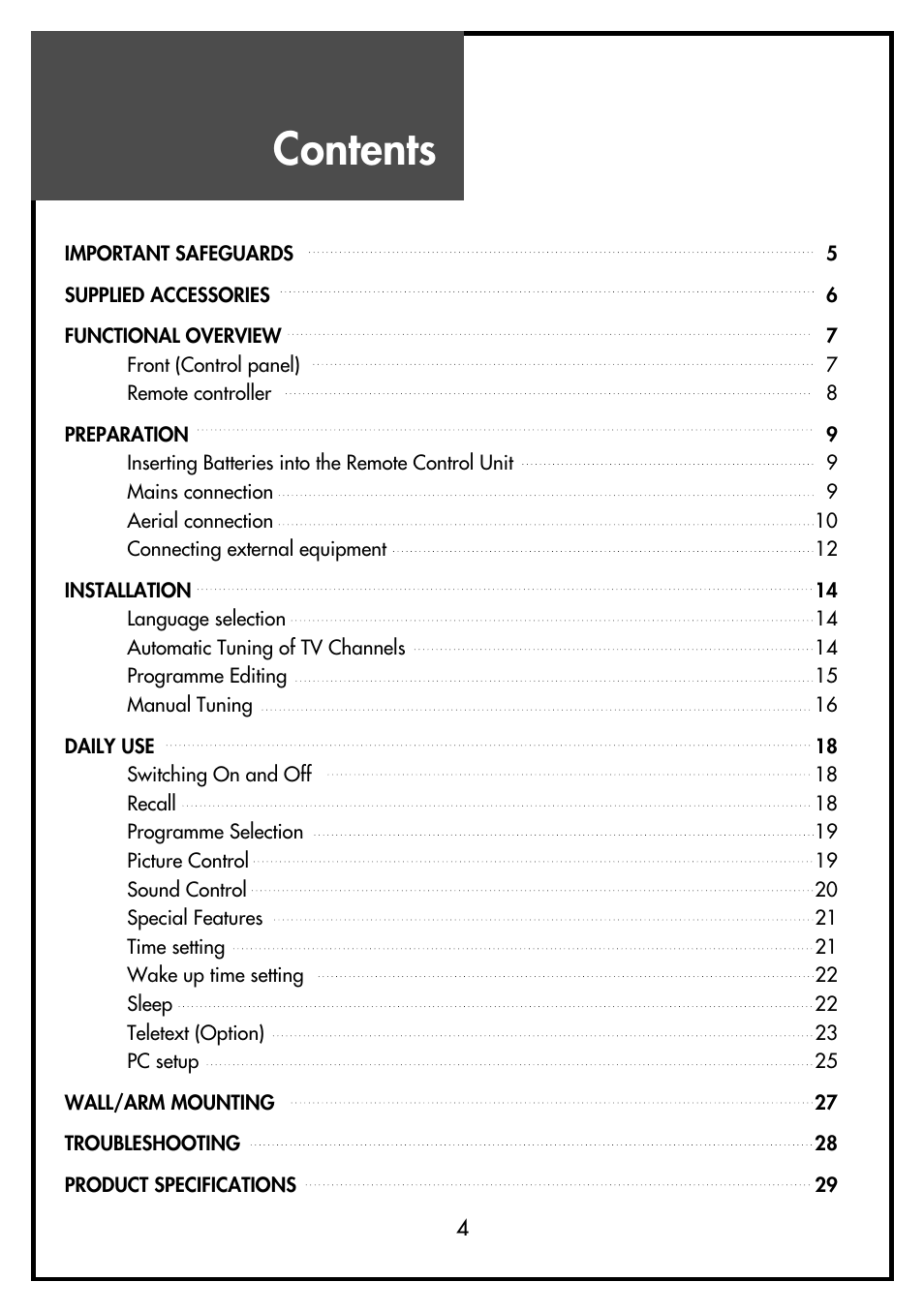 Daewoo DSL-15D3 User Manual | Page 4 / 29