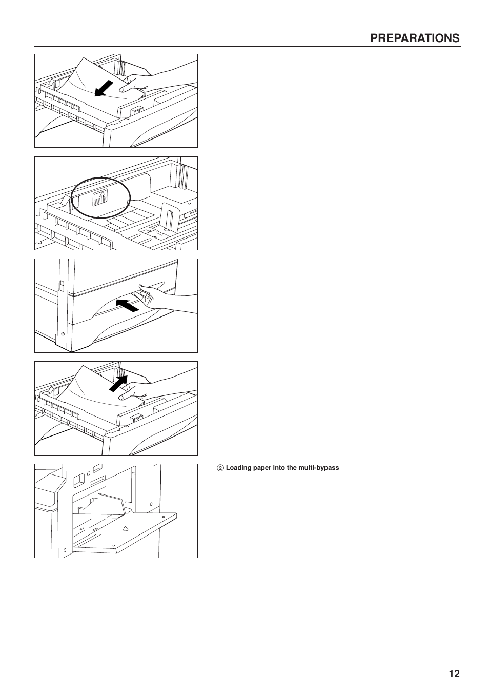 2 loading paper into the multi-bypass, Loading paper into the multi-bypass, Preparations | TA Triumph-Adler DC 2023 User Manual | Page 15 / 90