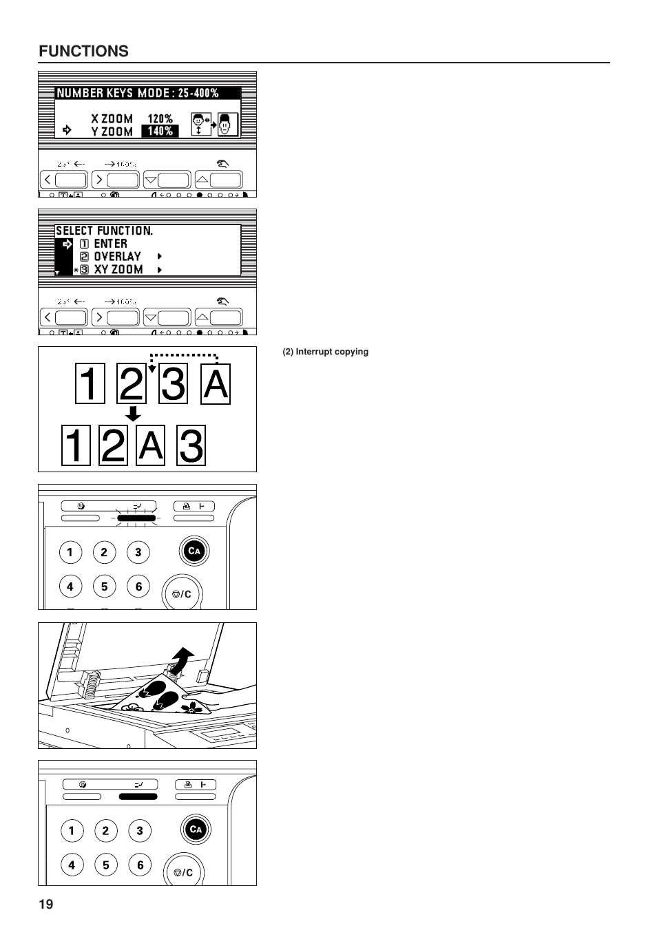 2) interrupt copying, Functions | TA Triumph-Adler DC 2023 User Manual | Page 22 / 90