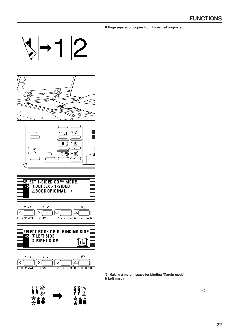 5) making a margin space for binding [margin mode, Left margin, Functions | TA Triumph-Adler DC 2023 User Manual | Page 25 / 90